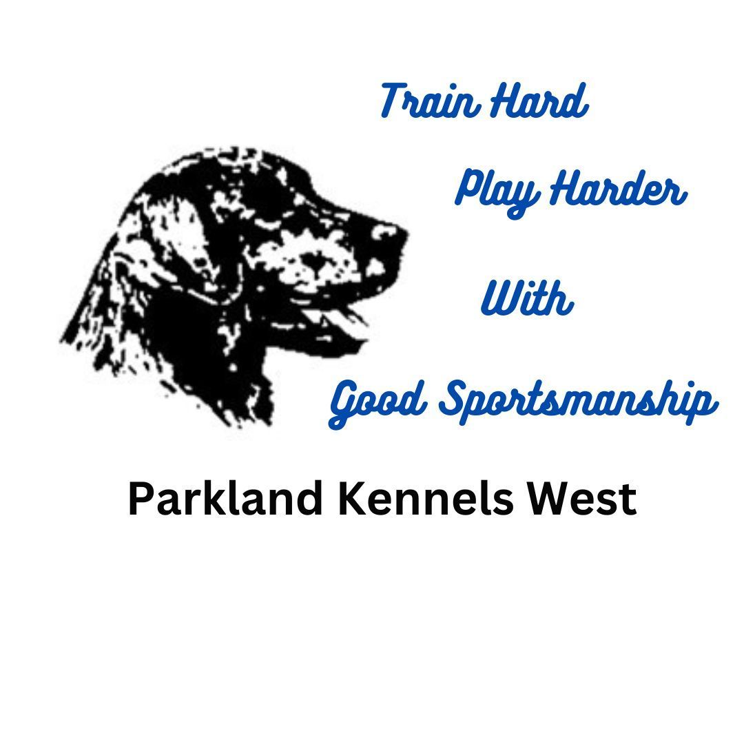 A logo for parkland kennels west shows a dog 's head