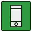 A cell phone icon in a green square on a white background.
