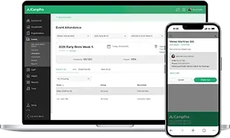 Mobile phone and laptop displaying the same user interface for a membership platform.