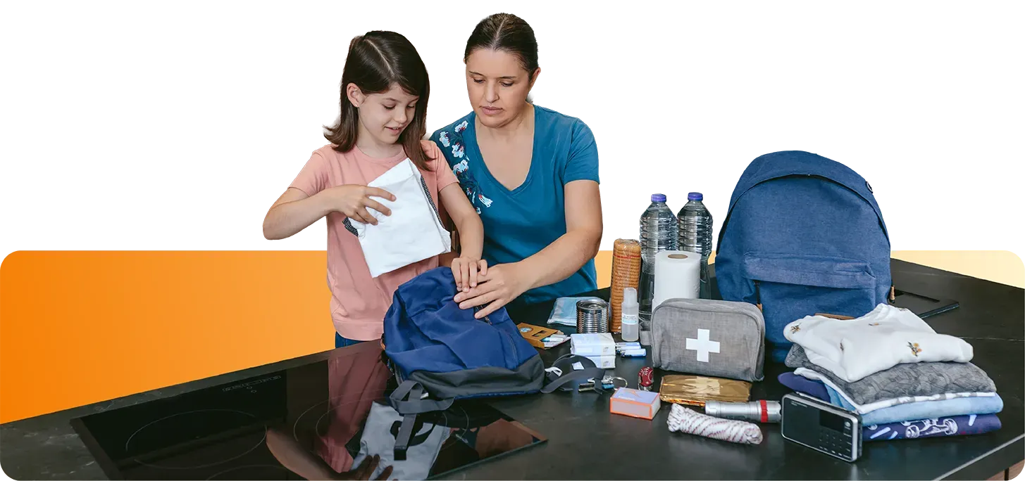 Camp mom and child pack together for camp with clear instructions.