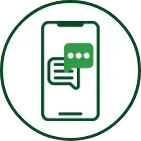Green smartphone with text bubbles