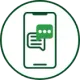 Green smartphone with text bubbles