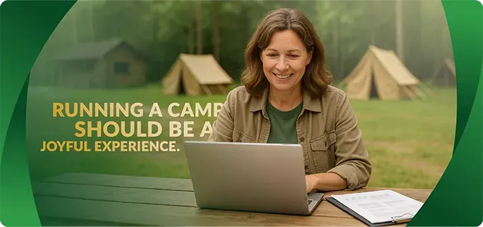 Laptop and cell phone demonstrating the Customer Portal of the iCampPro software.