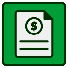 Green document icon with dollar sign, suggesting a financial or billing document