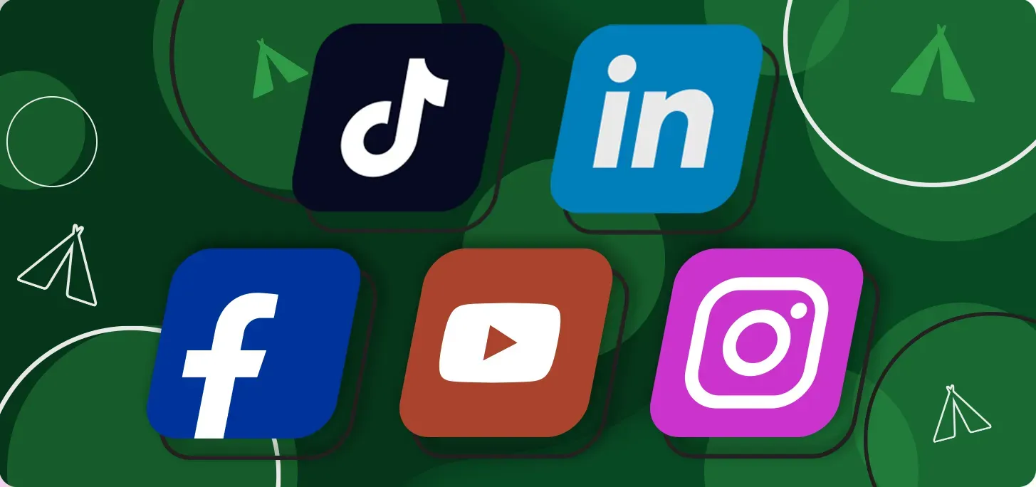 Illustration of popular social media platform icons.