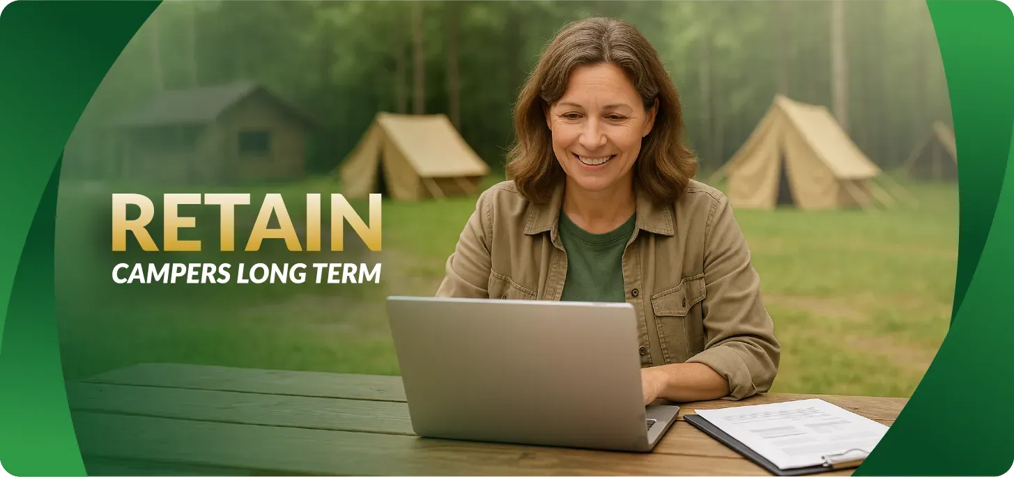 Image of parent making a payment plan selection in iCampPro's Registration Portal with text: Payment Plans and their impact on enrollment.