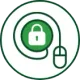 Green circle with padlock and mouse, representing secure online activity.