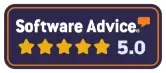 Software Advice logo with five stars and a 5.0 rating.