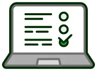 A laptop computer with a check mark on the screen.