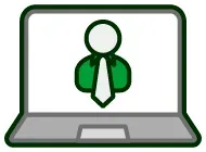 A laptop computer with a stack of boxes and a check mark on the screen.