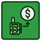 A walkie talkie with a dollar sign next to it.
