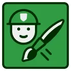 An icon of a soldier with a helmet and a brush.