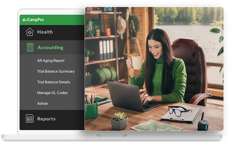 Laptop and phone showing a care app interface.