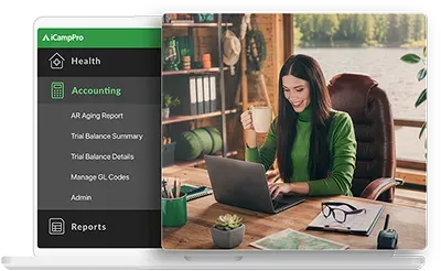 Laptop and phone showing a care app interface.