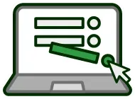 A laptop computer with a cursor pointing at a list on the screen.