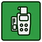 An icon of a remote control on a green background.