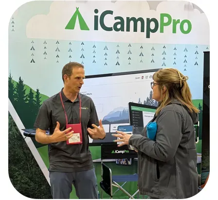 Man in gray shirt at iCampPro booth