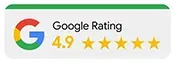 Google rating badge showing 4.9 stars with the Google logo