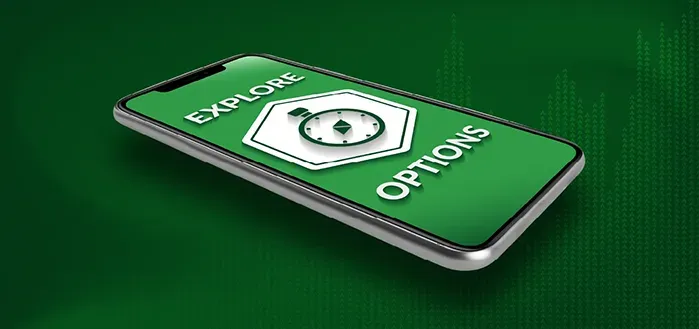 Image of cell phone on green background with on-screen compass icon and text