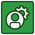 A green square with a white tag with a percent sign on it.