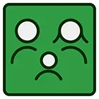 A green square with three stick figures on it.