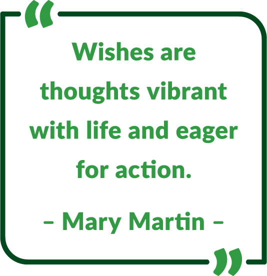 Mary Martin quote - Wishes are thoughts vibrant with life and eager for action.