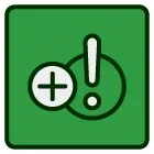 A green square with an exclamation point and a plus sign.