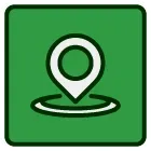 A green square with a white pin icon on it.