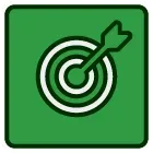 An arrow is hitting a target in a green square.