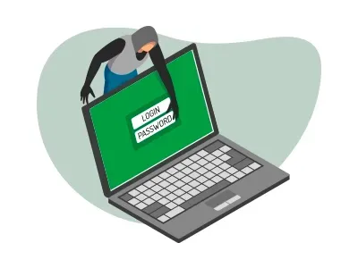Suspicious man stealing login credentials.
