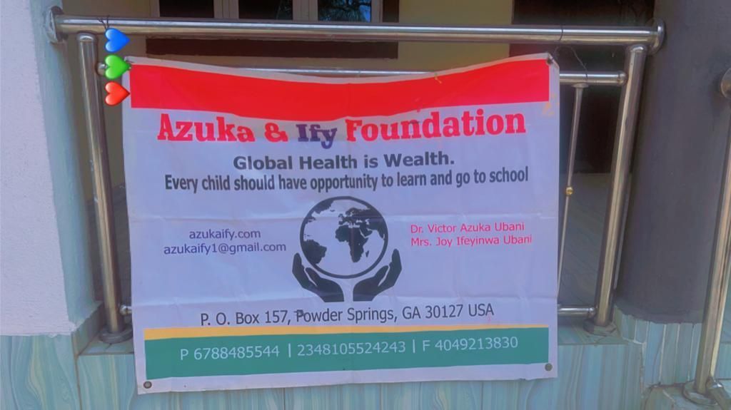 A sign that says azuka & my foundation on it