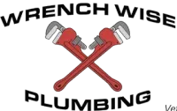 Wrench Wise Plumbing logo with crossed red pipe wrenches and black text