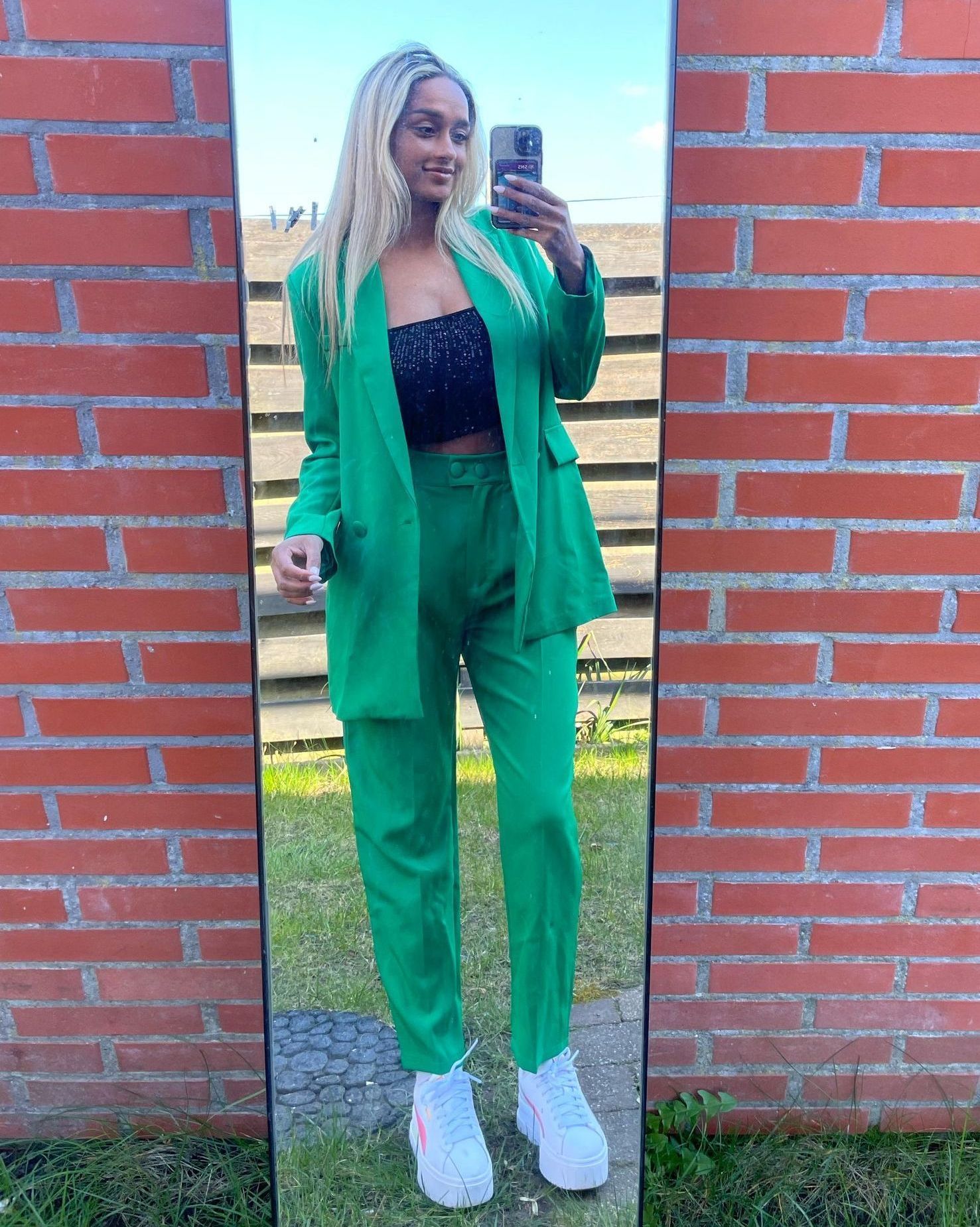 Tweedelige blazer set groen