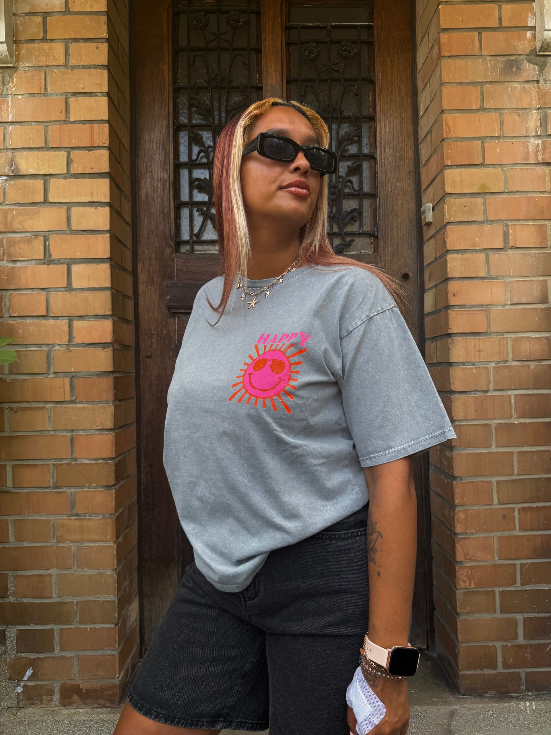 Happy t-shirt grijs