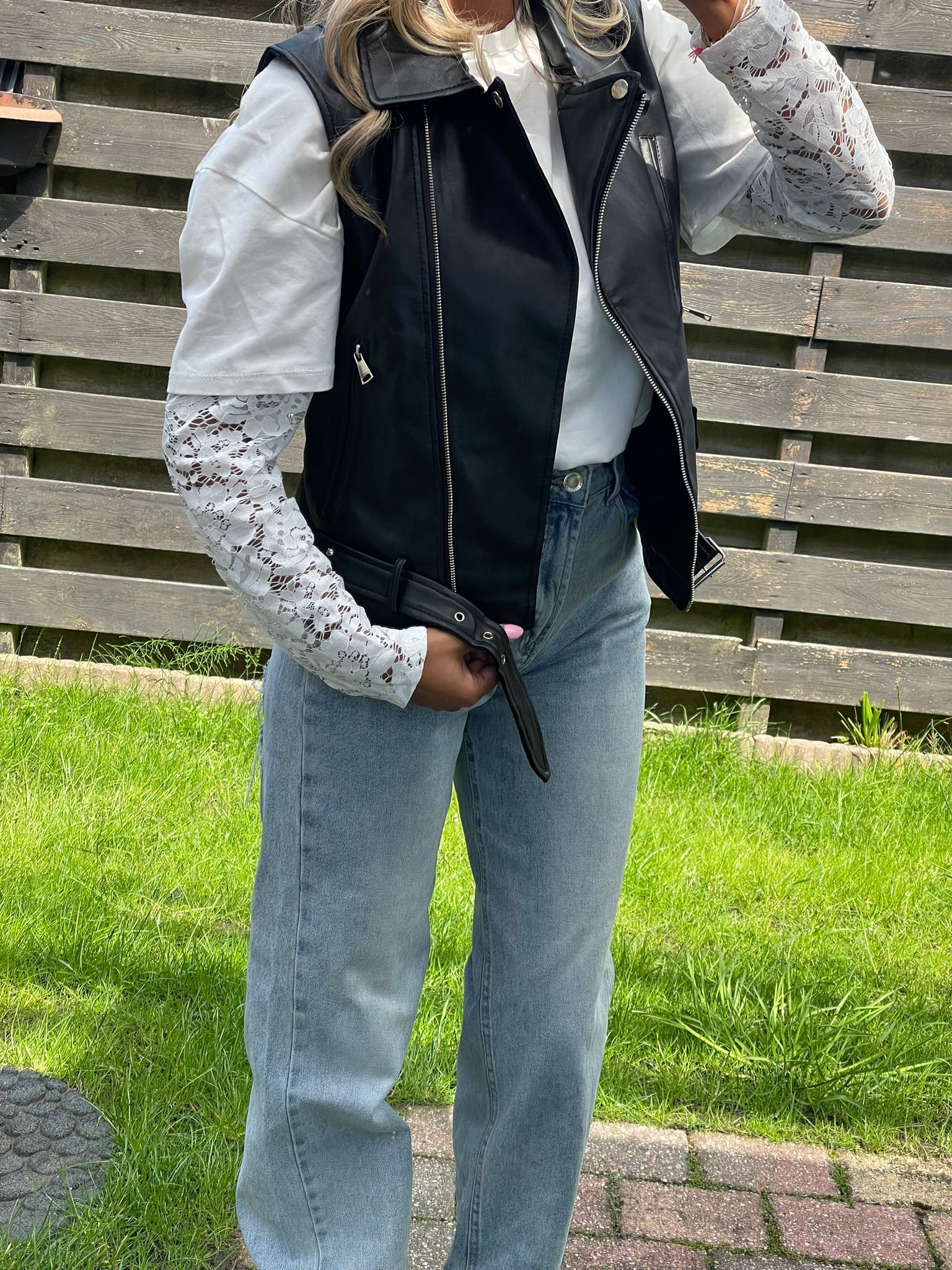 Zwarte leren gilet