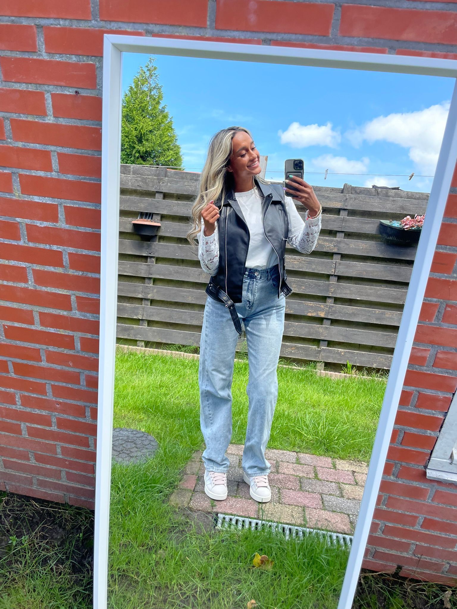 Zwarte leren gilet