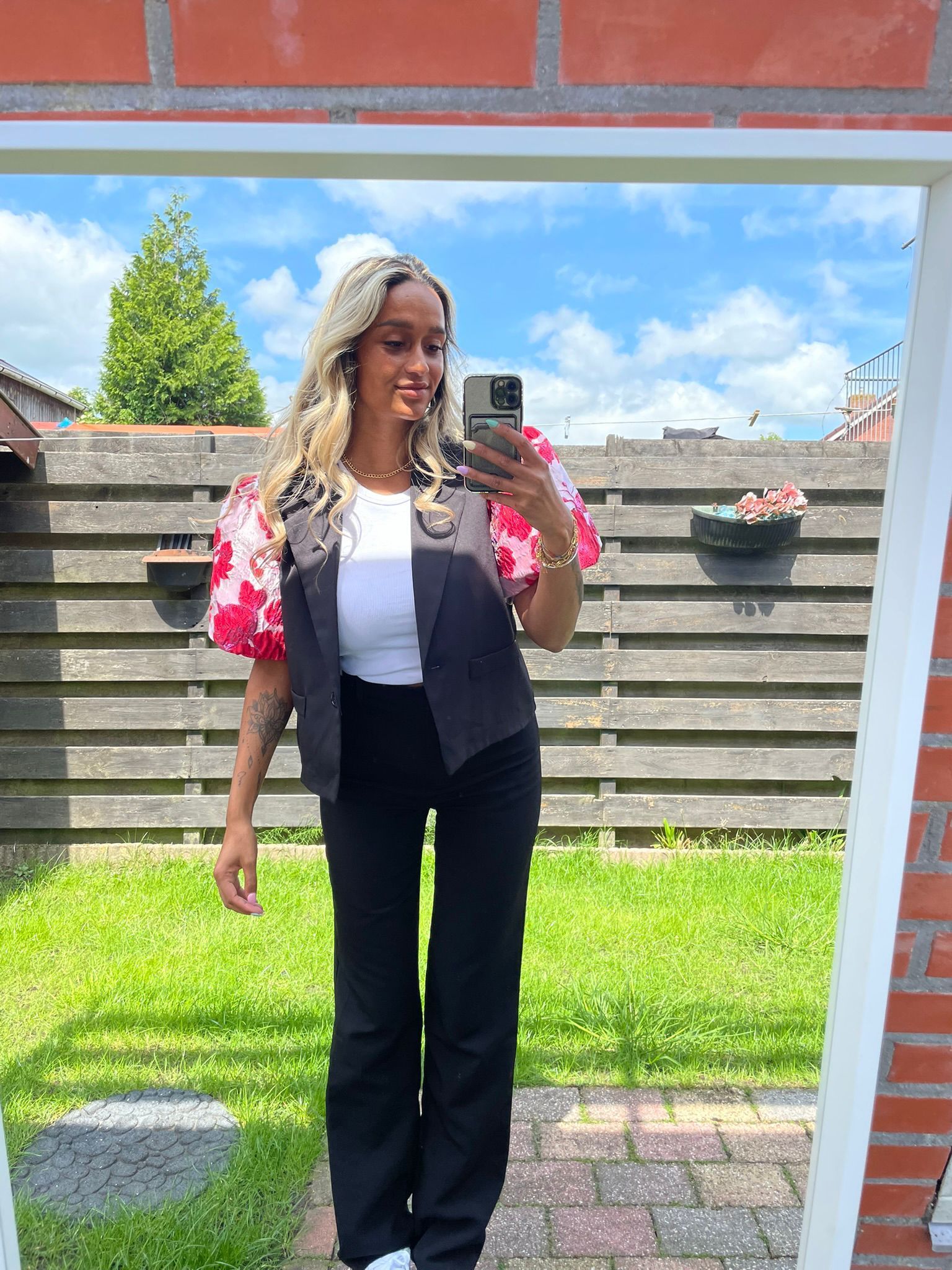 Flower blazer roze