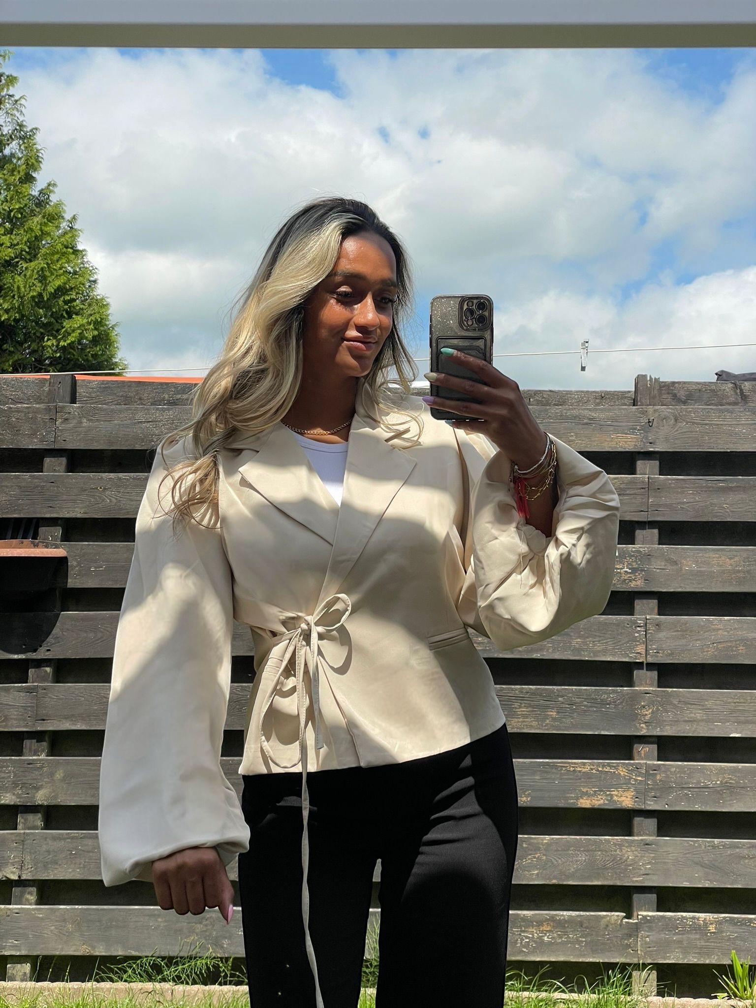Wikkel blazer beige