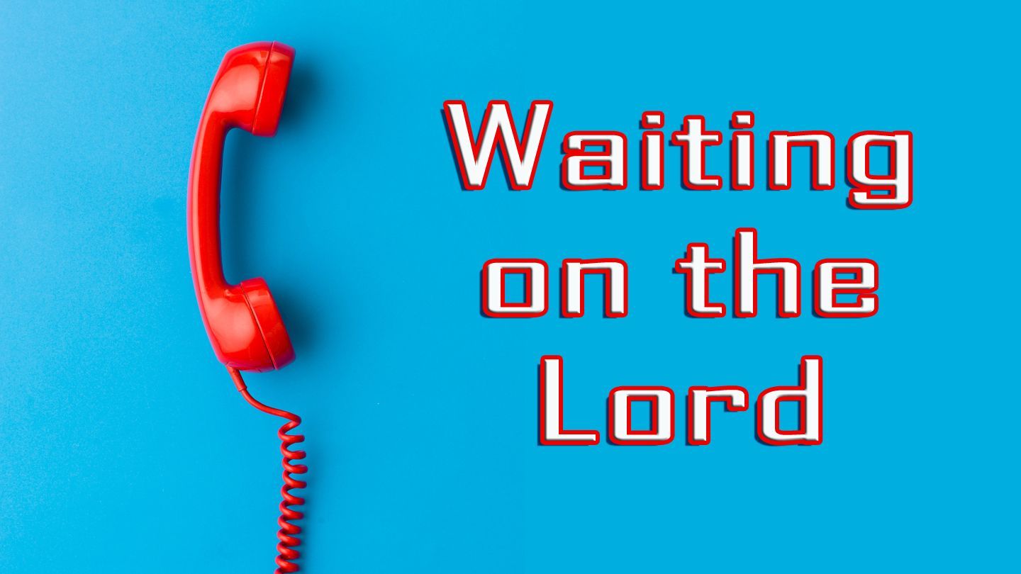 Red phone receiver on blue background with text 