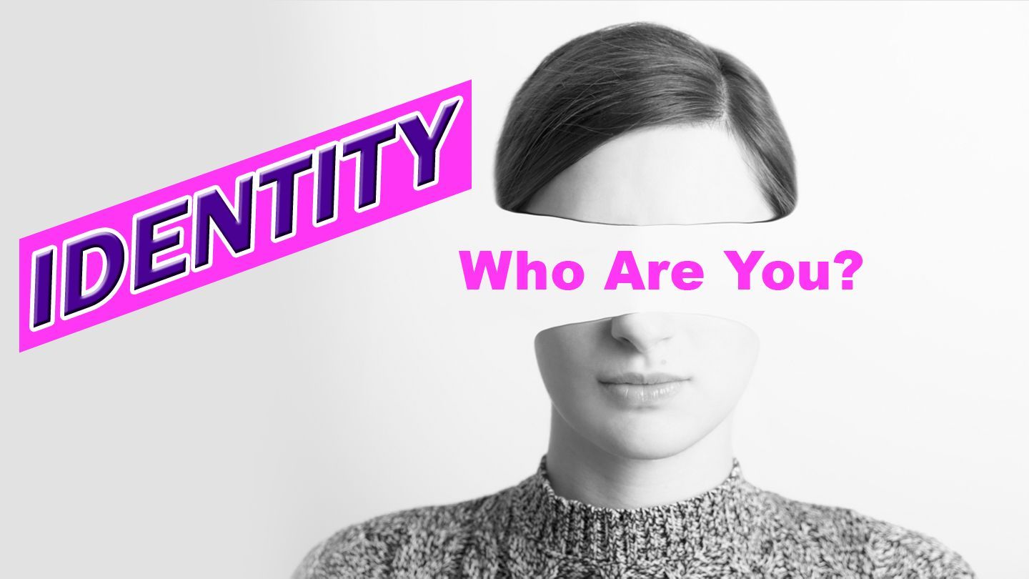 A person with eyes covered by a paper strip. Text overlay: 