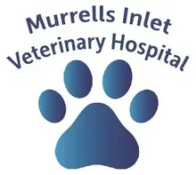 The murrells inlet veterinary hospital logo is a blue paw print.