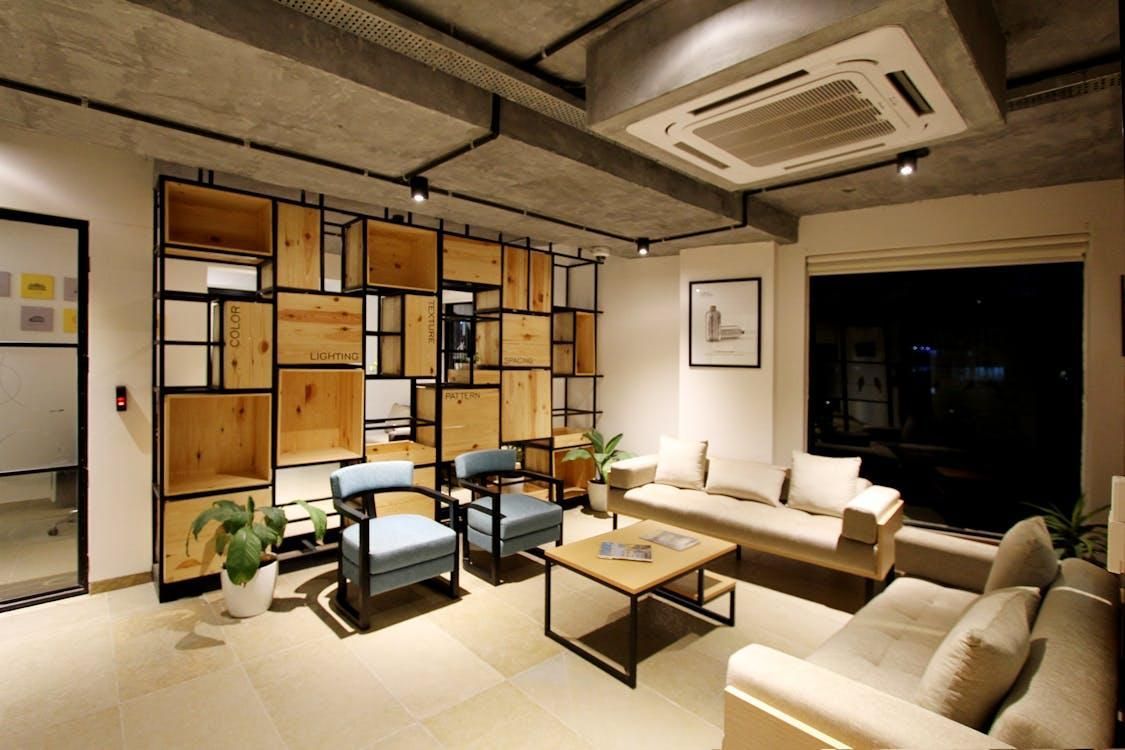 ceiling-mounted air conditioning system in a modern living room for efficient cooling