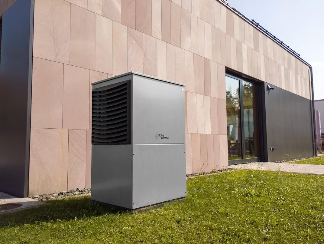 A heat pump outside a home.