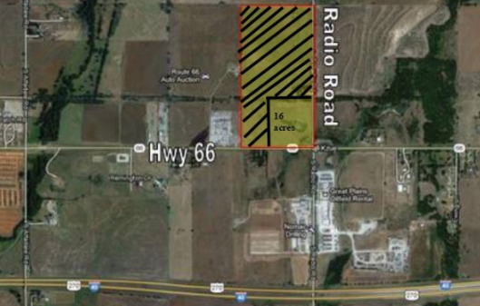 An aerial view of radio road and hwy 66