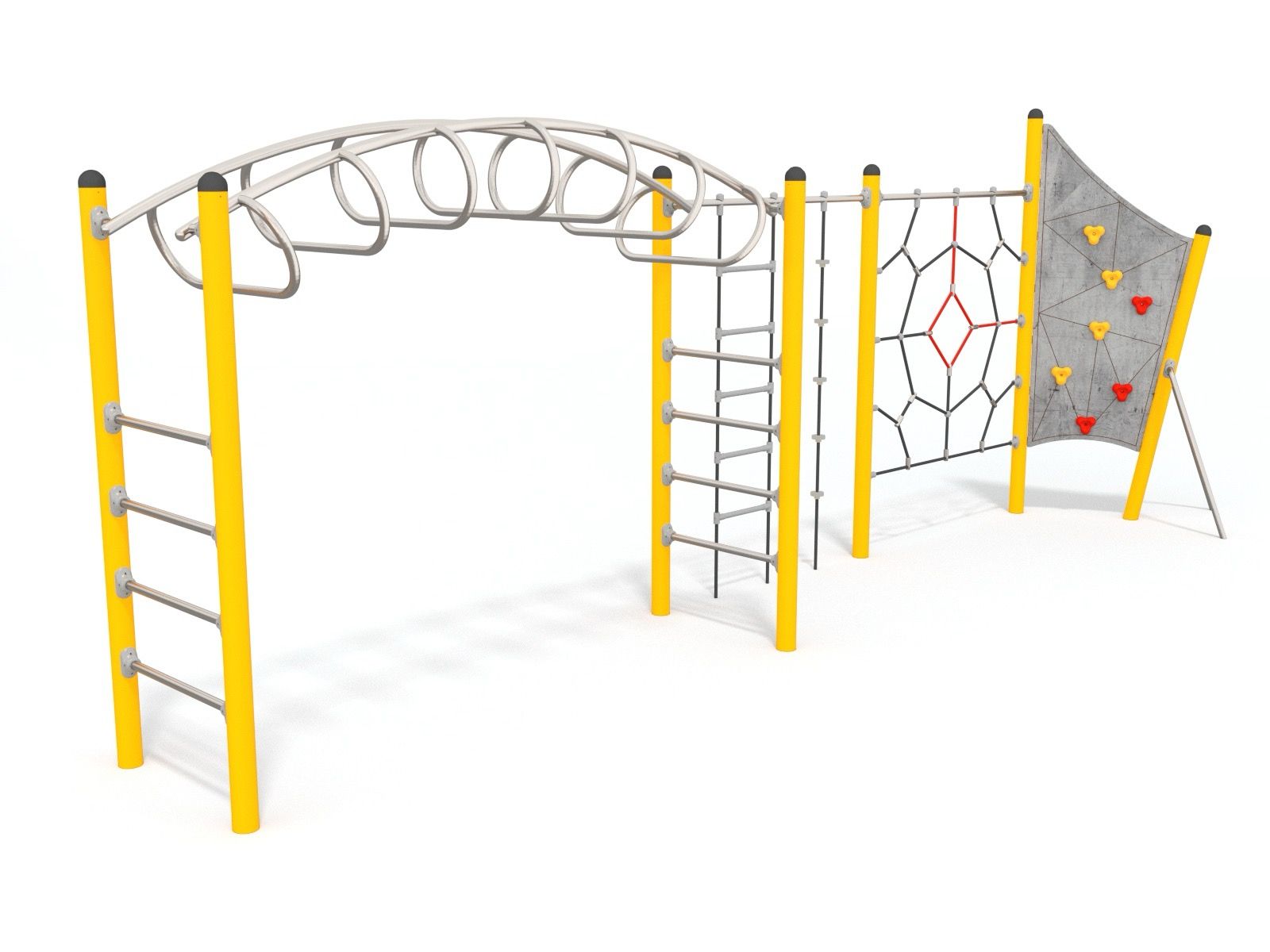 Playground monkey bars and climbing net/wall