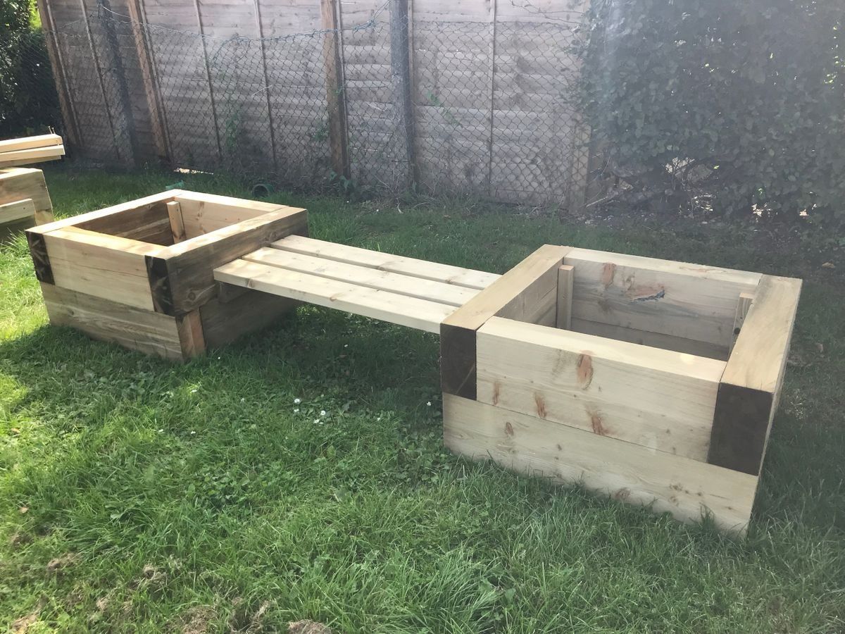 Double Sleeper Planters and Bench