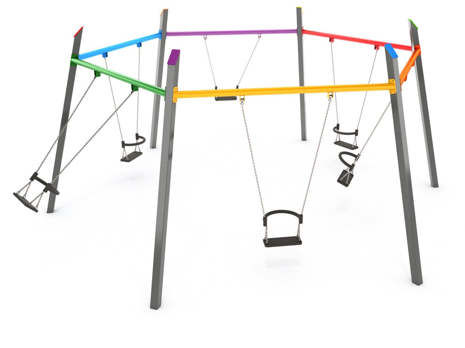 six flat seat circular swing