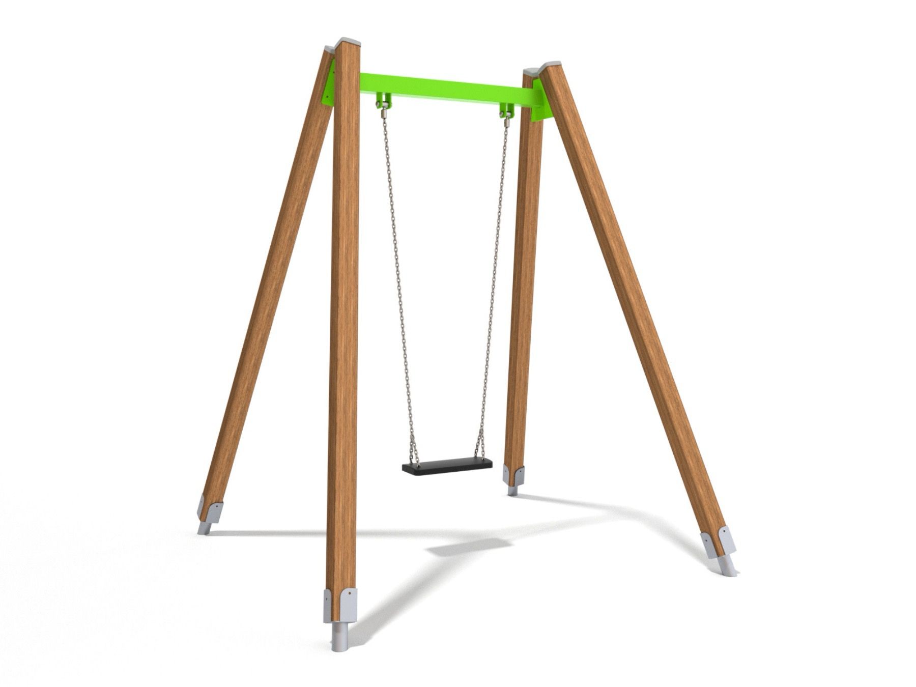 single bay one flat seat swing wooden legs