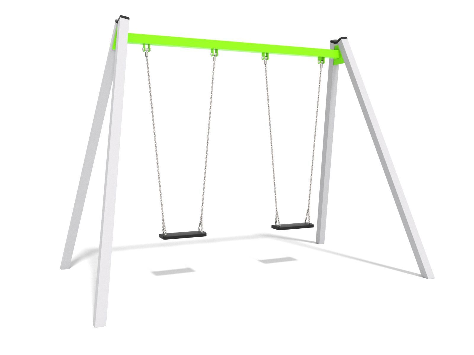 two flat seat metal swing