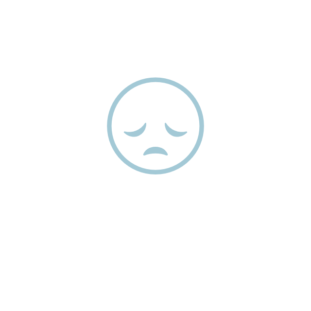 A sad smiley face with its eyes closed on a white background.